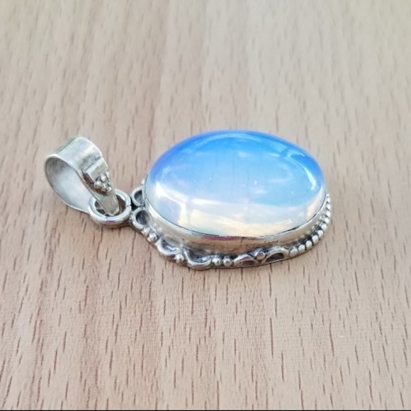 **SOLD** 925 Sterling Silver Large Opalite Pendant - Picture 5 of 6